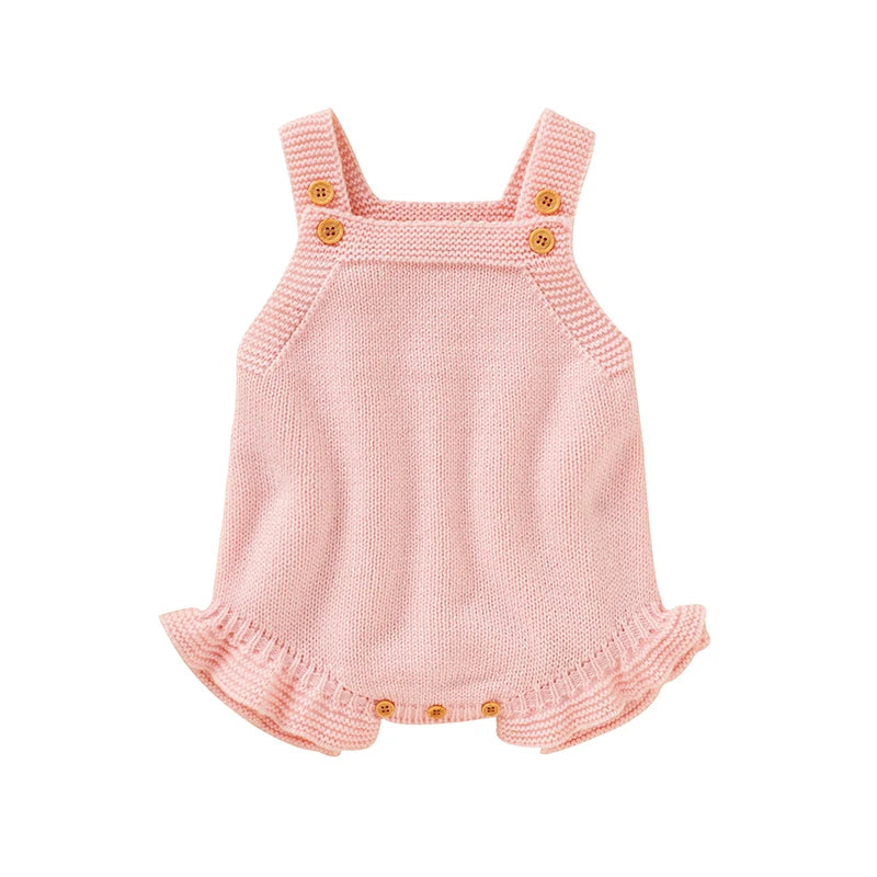 Knitted Acrylic Spaghetti -Baby Girls Summer Rompers