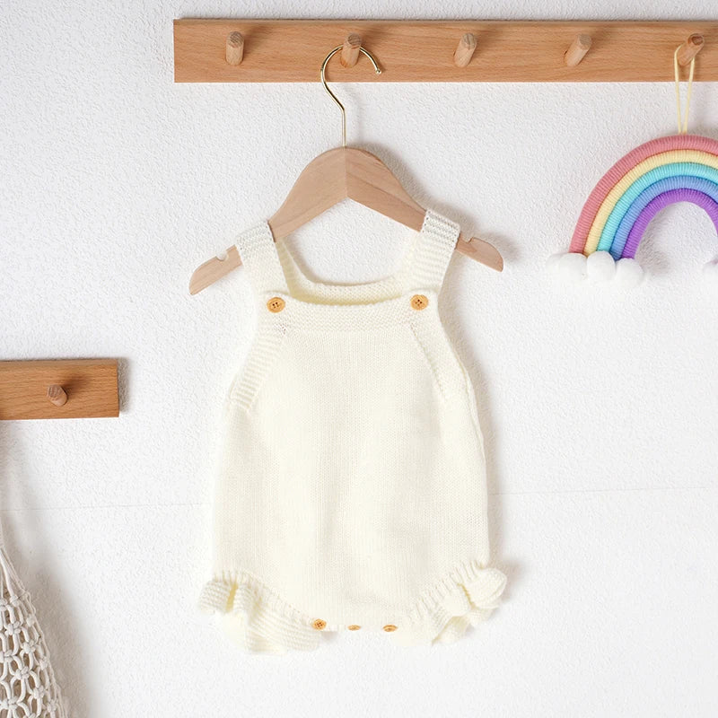 Knitted Acrylic Spaghetti -Baby Girls Summer Rompers