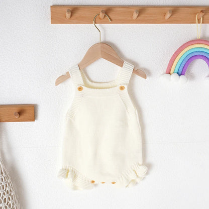 Knitted Acrylic Spaghetti -Baby Girls Summer Rompers