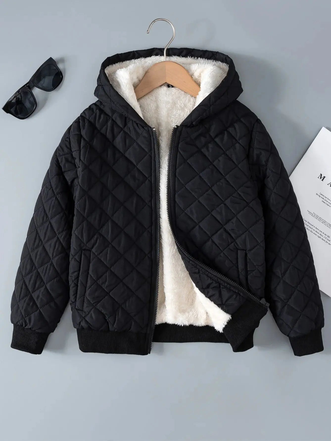 Kids Boys Teddy Lined Hooded  Fleece Zipper