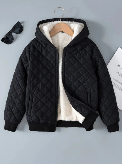 Kids Boys Teddy Lined Hooded  Fleece Zipper