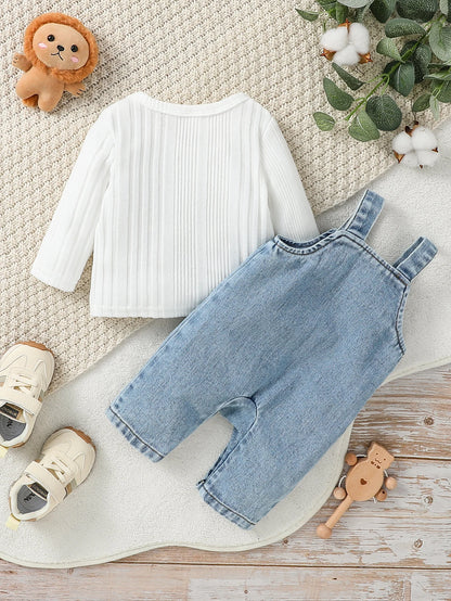 2025 2Pcs Baby Boys/Girls All Seasons Long Sleeve Top& Romper
