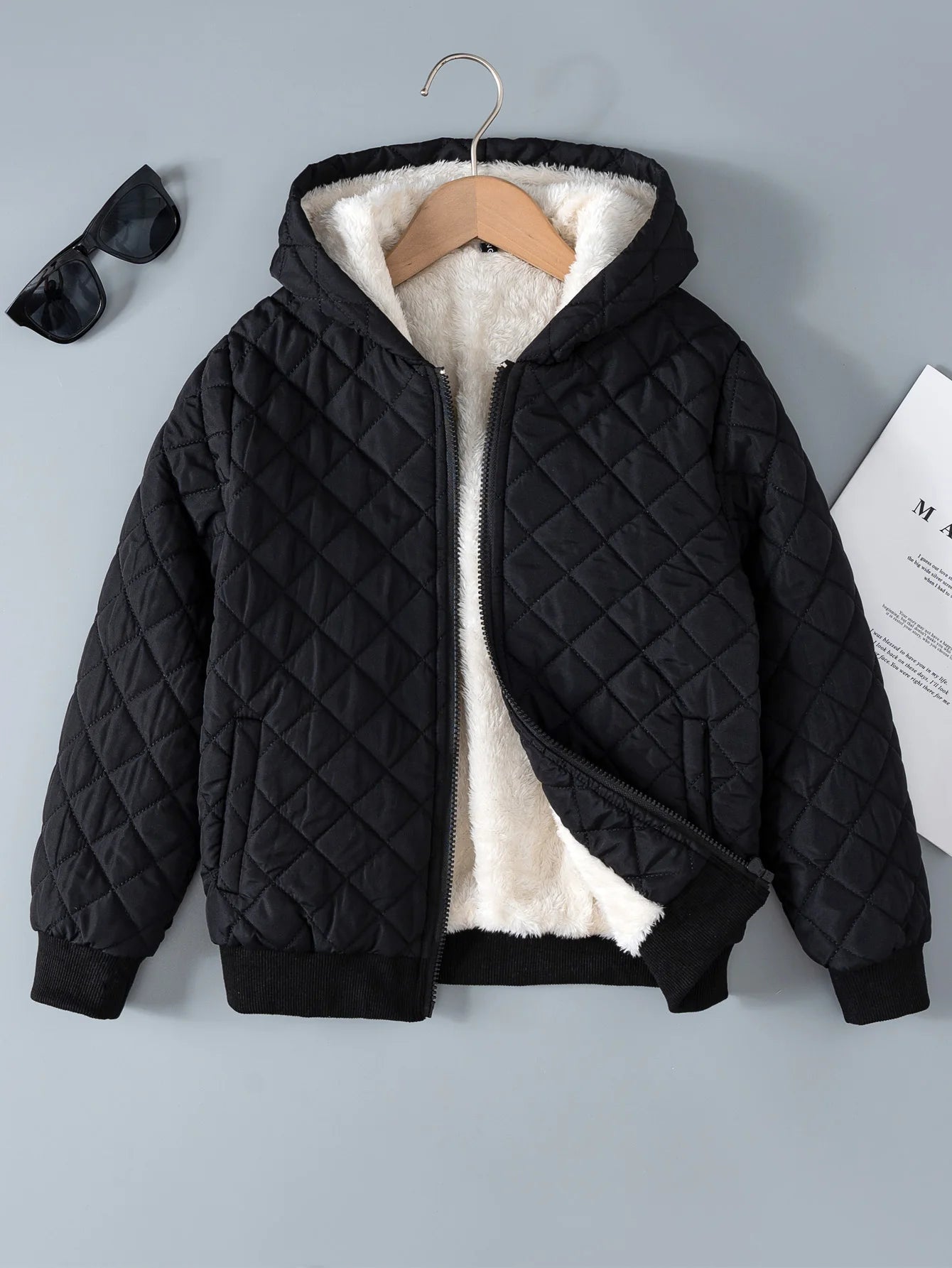 Kids Boys Teddy Lined Hooded  Fleece Zipper