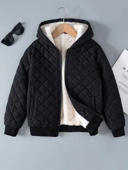 Kids Boys Teddy Lined Hooded  Fleece Zipper