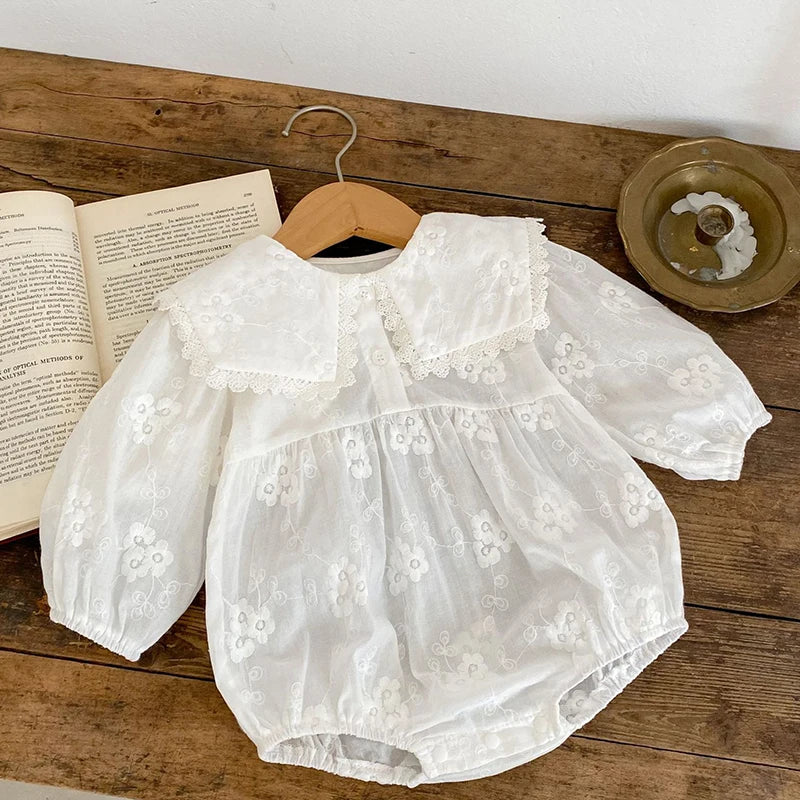 Baby Romper Girls - Spring Cotton Long Sleeve Embroidery 0-24M