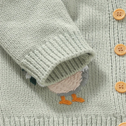 Baby Girl Sweater Cardigan Rooster Tops for Fall Winter 0-3Y