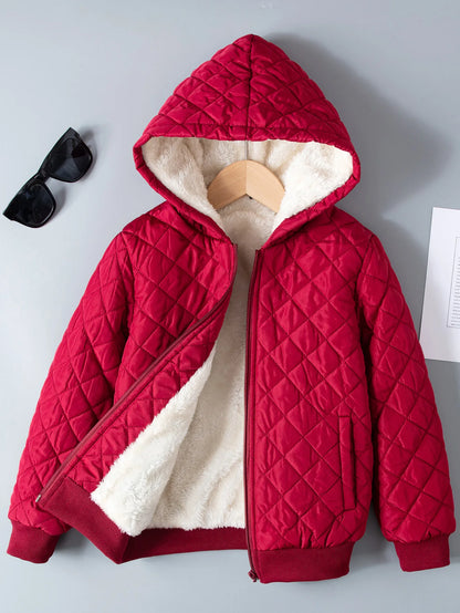 Kids Boys Teddy Lined Hooded  Fleece Zipper